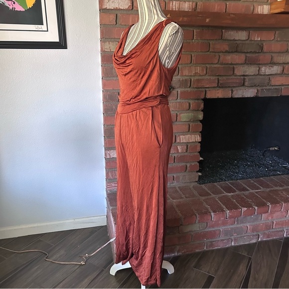 Anthropologie Maeve Enchantment Wide Leg Jumpsuit in Rust Sz S - Picture 4 of 7